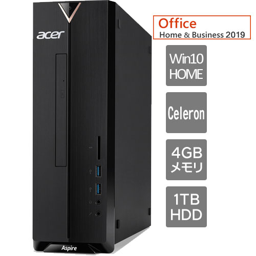 Aspire XC-830 XC-830-N14F/F （Celeron J4005/4GB/1TB HDD/DVD±R/RWスリムドライブ/Windows 10 Home/ブラック） XC-830-N14F/F